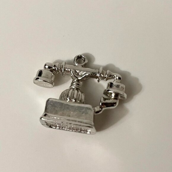 Vintage Avon Telephone Pendant Charm Metal Small No Loop - Picture 11 of 13